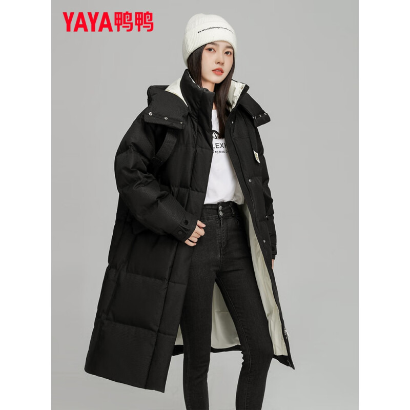 YAYA 鸭鸭羽绒服 女士中长款宽松羽绒服 YE3B623359M 215.51元包邮（需用券）