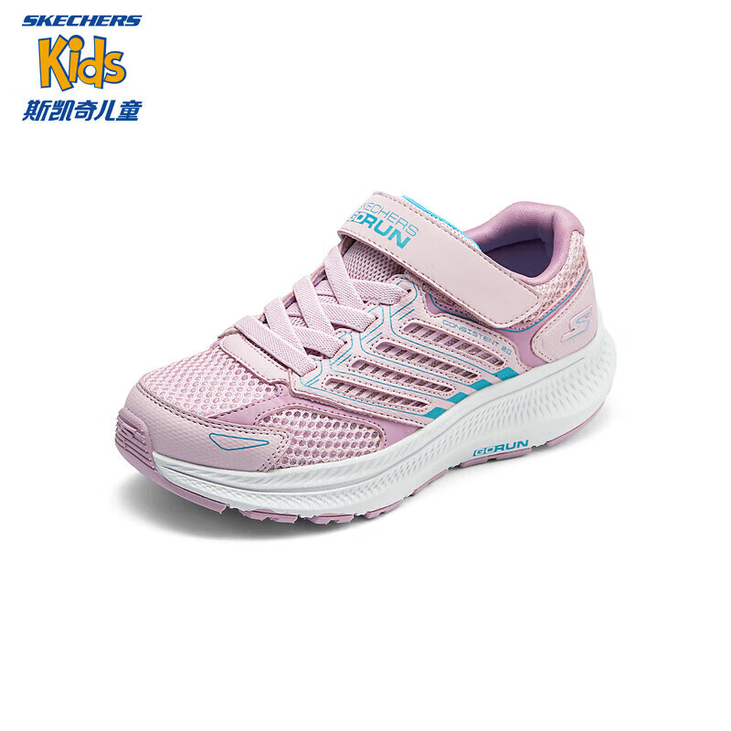 SKECHERS 斯凯奇 儿童鞋2024年春季女童魔术贴轻质运动鞋303924L 粉红色/蓝色/PKBL