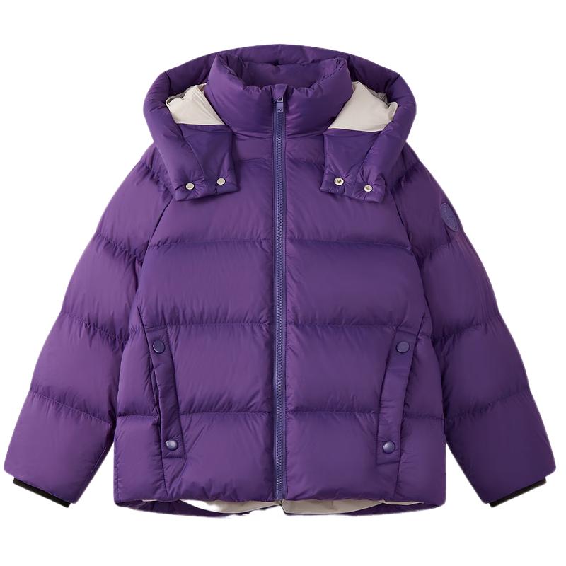马骑顿 男童25冬学院风轻盈保暖连帽羽绒服 紫色 120 188元
