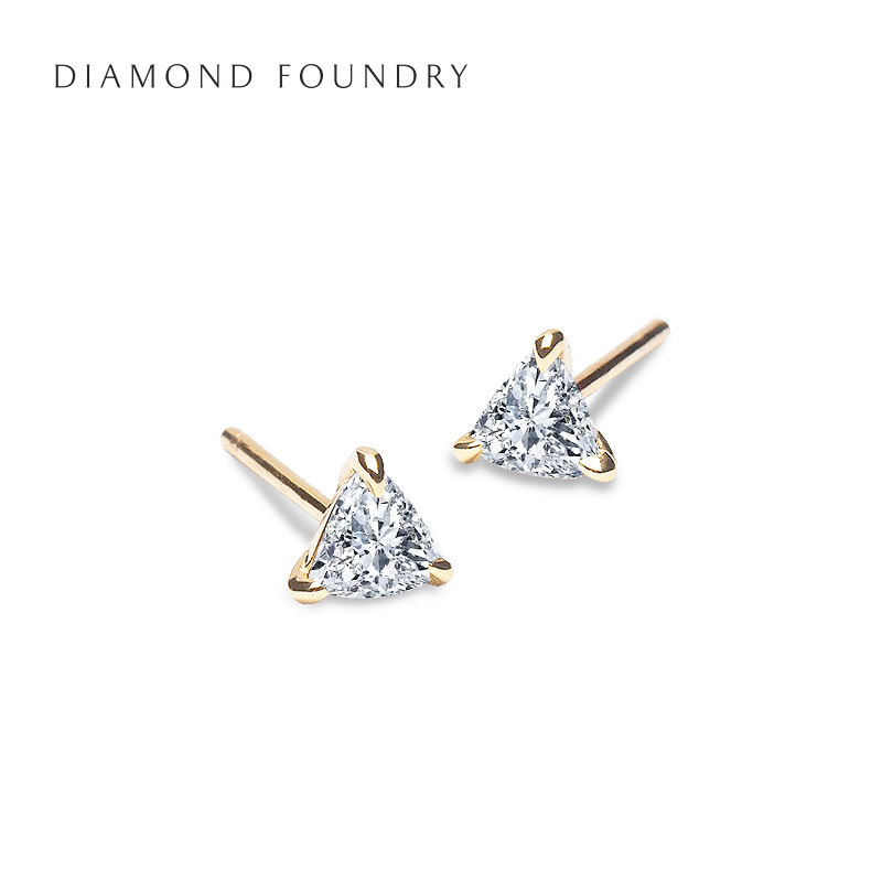 DIAMOND FOUNDRY VRAI/芮爱 极简爪镶三角钻石真钻耳钉耳饰单钻18K金国检 1395元