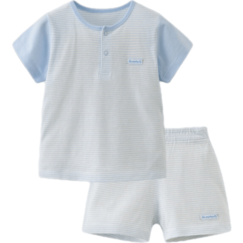 PLUS会员：les enphants 丽婴房 素色条纹短袖套装 34.51元包邮（多重优惠）