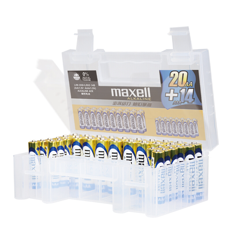 maxell 麦克赛尔 5号碱性电池 1.5V 20粒装+7号碱性电池 1.5V 14粒装 34粒装 44.66元