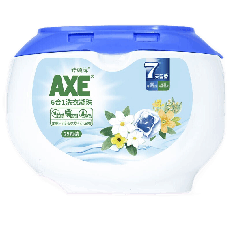 AXE 斧头 牌（AXE）洗衣凝珠6合1海洋清新香味375g除菌浓缩凝珠香味凝珠洗衣25
