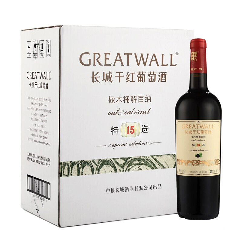 GREATWALL 长城 特选15 橡木桶 解百纳 干红葡萄酒 750ml*6瓶 整箱装 448.8元