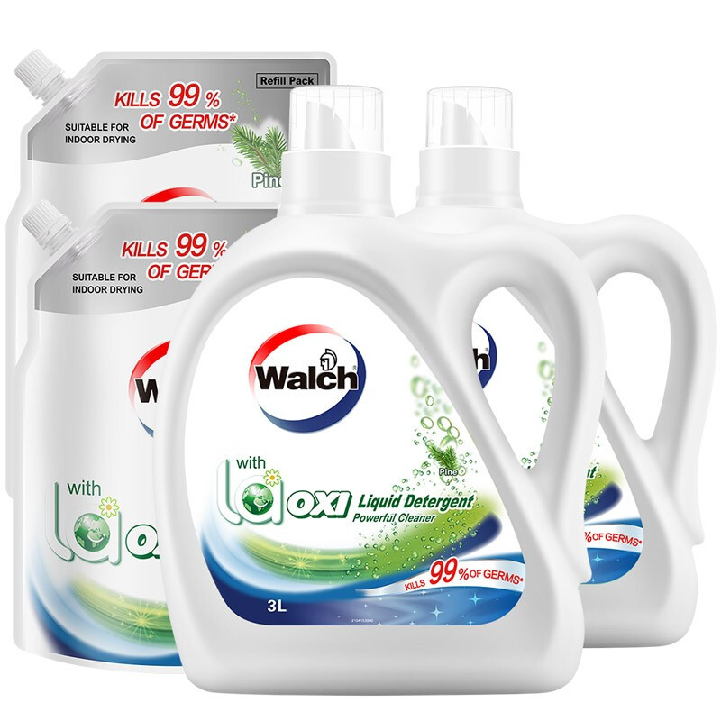 Walch 威露士 清可新洗衣液18.5斤（3L瓶+2.25L+2L袋x2）除菌除螨 松木香新升级 89
