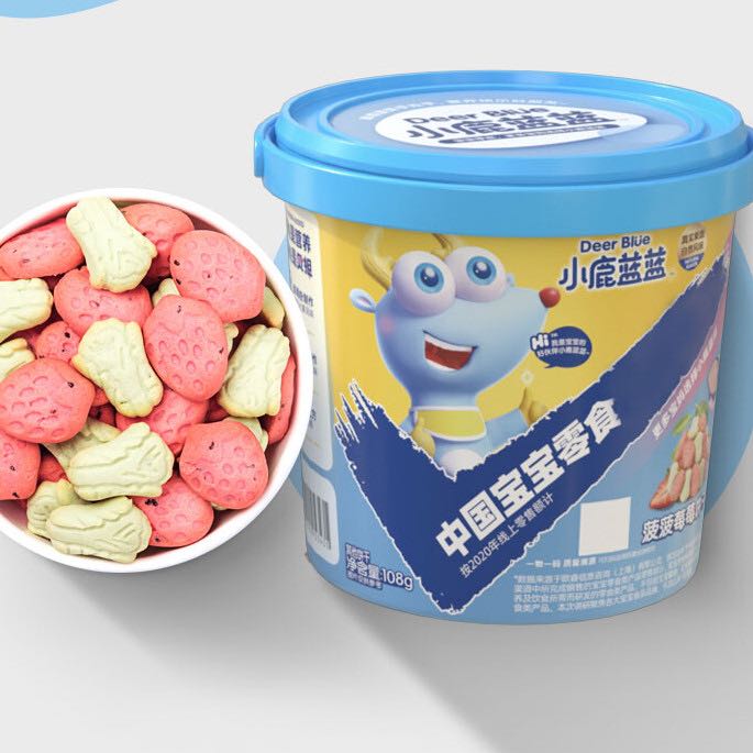小鹿蓝蓝 儿童零食菠菜草莓卡通饼干 108g 9.95元（需买2件，需用券）