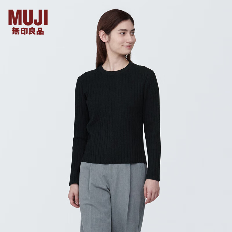 MUJI 無印良品 女式大豆纤维罗纹编织圆领毛衣长袖 BA1OFA4S 119元