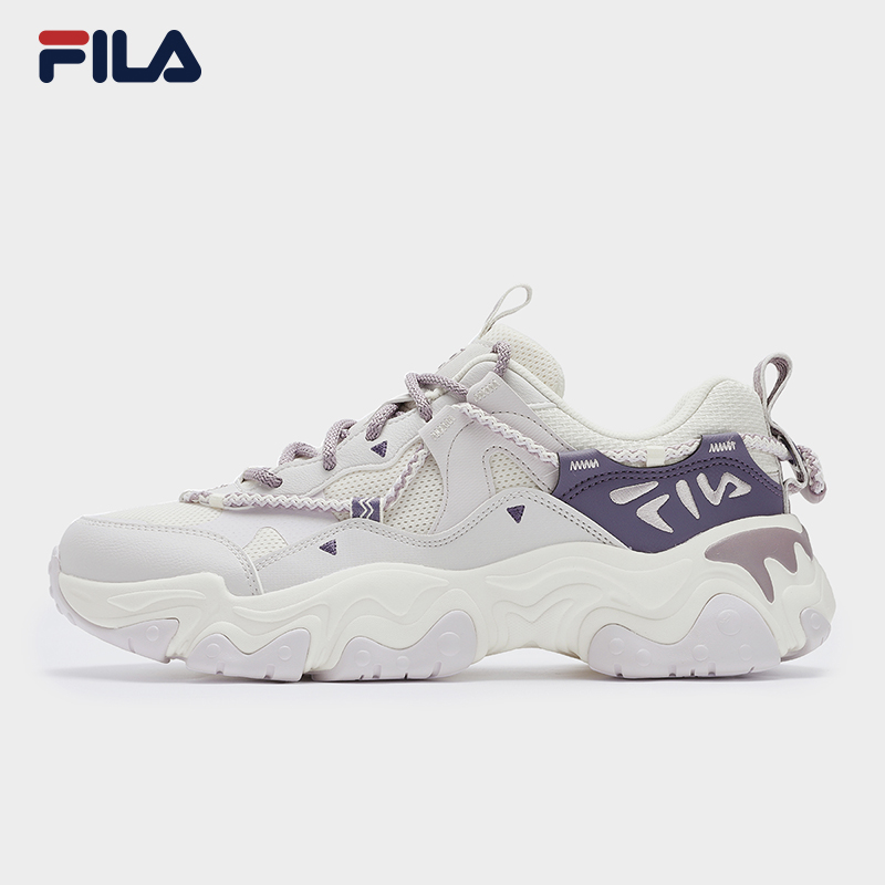 移动端：FILA 女鞋老爹鞋运动鞋2024夏季猫爪鞋5代复古休闲鞋 奶白/浪漫紫-GO 