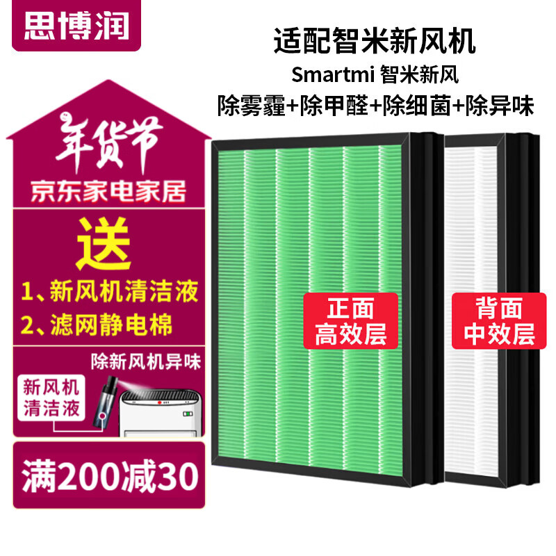 思博润 SBREL 适用智米新风系统滤芯 一体式净化器过滤网智米新风机家用升