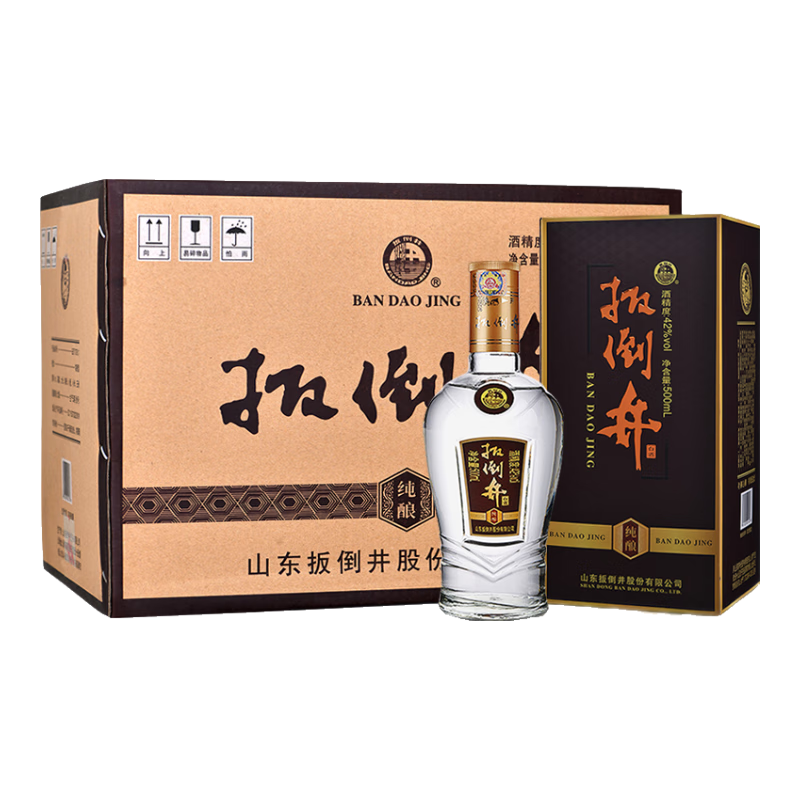 PLUS会员：扳倒井纯酿 浓香型白酒 42度 500ml*6瓶 整箱装 实惠口粮酒 自饮送礼