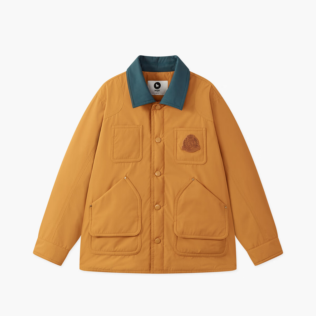 马骑顿 男童25冬学院巴恩风翻领夹克羽绒服外套 金棕色 160 184元