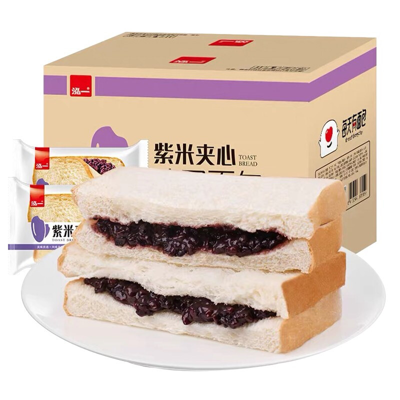 泓一 紫米夹心吐司面包 1kg 11.91元