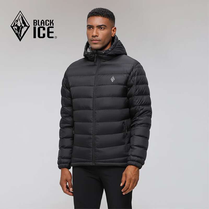 BLACKICE 男款 600蓬鹅绒 连帽羽绒服 黑色 S 298.22元(需用券)
