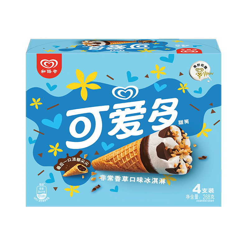 88VIP:和路雪 可爱多 香草冰淇淋 248g 4支 22.61元