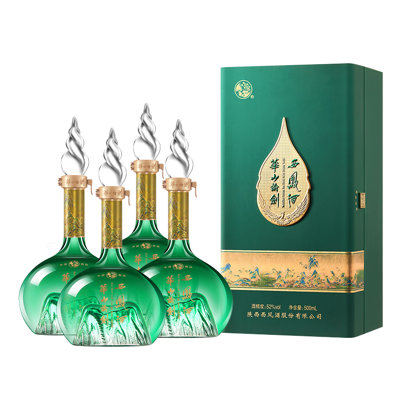 PLUS会员:西凤酒 华山论剑 千里江山艺术版 凤香型白酒 52度 500mL*4瓶礼盒装+凑单 1069.66元包邮(送20年45度250ml+酒具3件套)