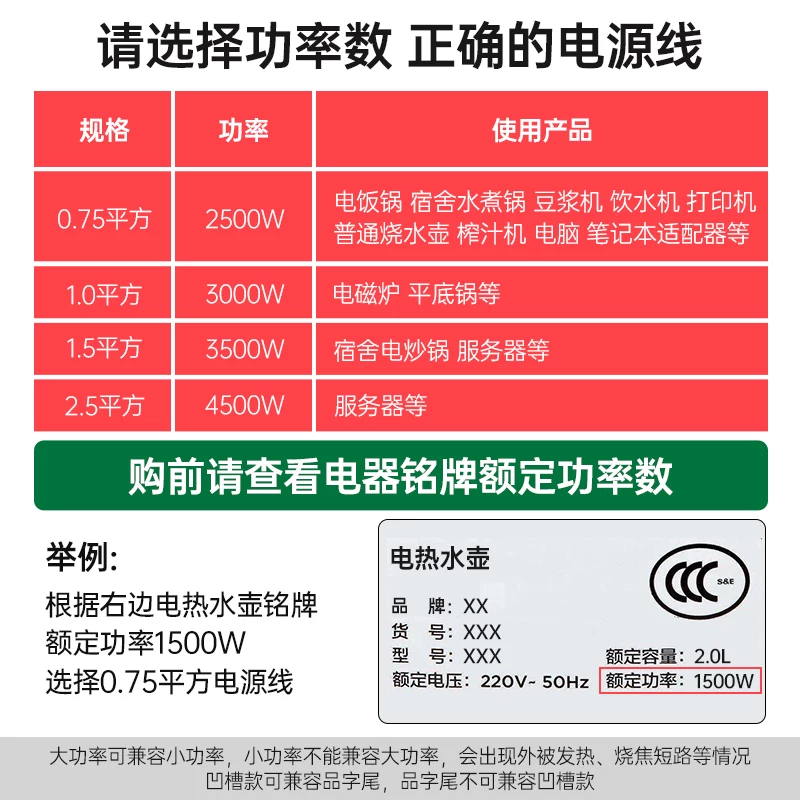 国标 三孔电源线 3芯 台式主机/电饭煲通用 6.07元 - 美泡泡
