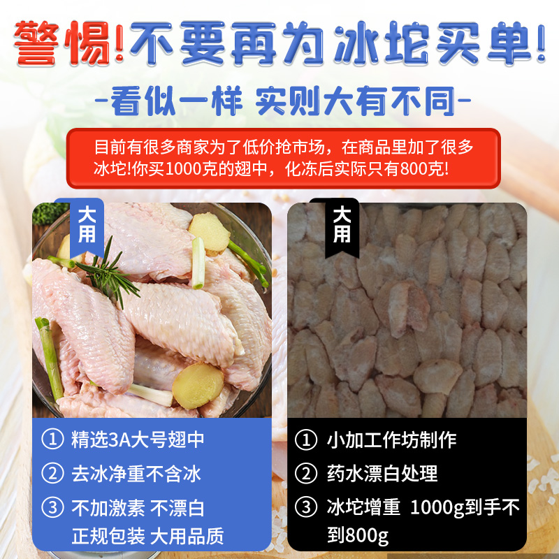 大用好味道 鸡翅中生鲜冷冻新鲜鸡中翅4斤烧烤半成品食材商用奥尔良翅中 4