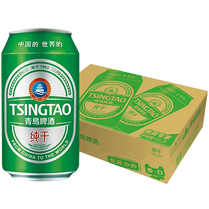 TSINGTAO 青岛啤酒 纯干330ml*24罐干爽清醇 麦香浓郁 整箱装 39.3元（需买2件，