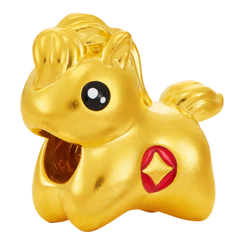 老庙黄金 手链女硬金珐琅彩马上有钱生肖马足金转运珠手串 马上有钱约0.7g 