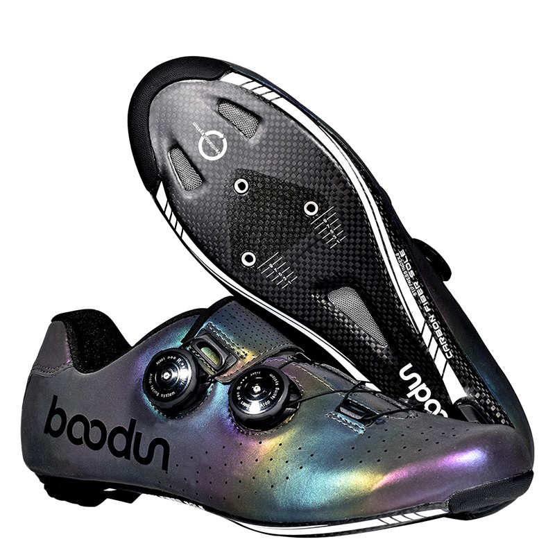 boodun 博顿 2024新款公路自行车碳纤维碳底双旋钮透气超轻专业骑行锁鞋 炫彩