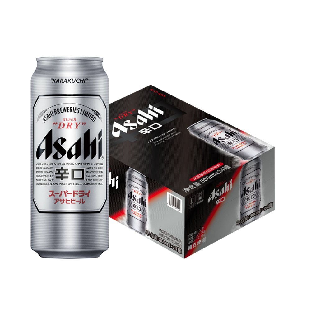 Asahi 朝日啤酒 朝日Asahi朝日超爽生啤酒 500ml*24听 10.9度 整箱装 147元