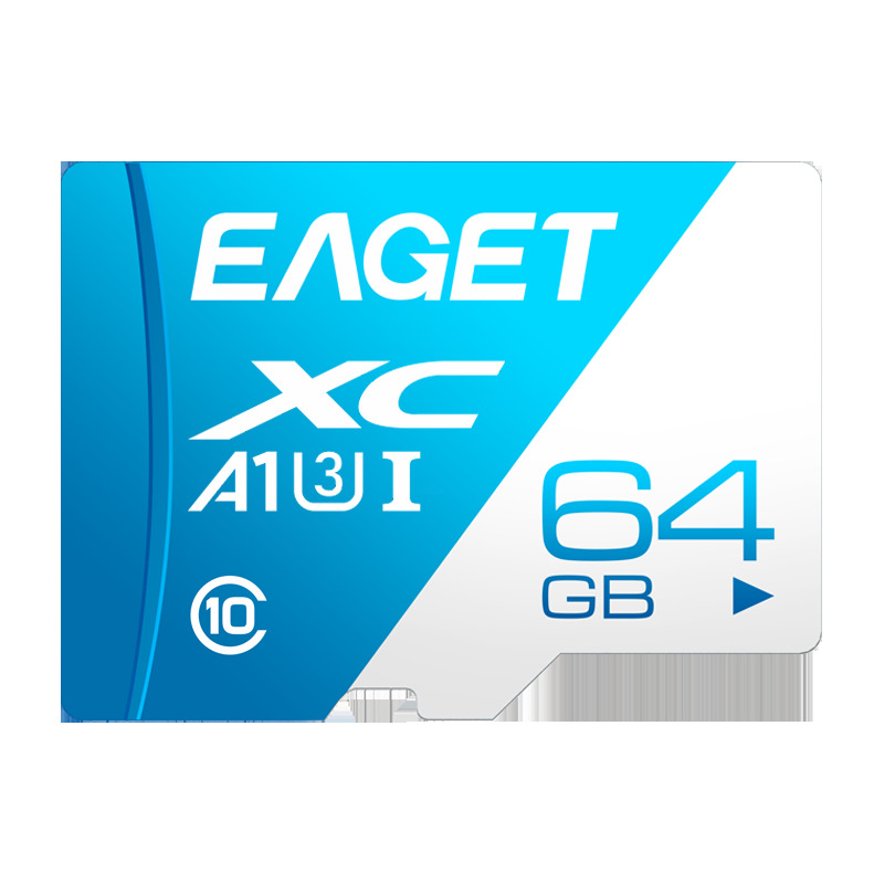 京东特价app：EAGET 忆捷 T1 蓝白卡 Micro-SD存储卡 64GB（UHS-I、V30、U3、A1） 13.79元+运费（需每天0、10、15、20点抢券）