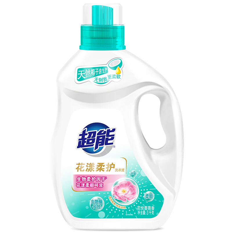 超能 花漾柔护洗衣液 蔷薇花香3kg*2瓶 （12斤） 44.9元
