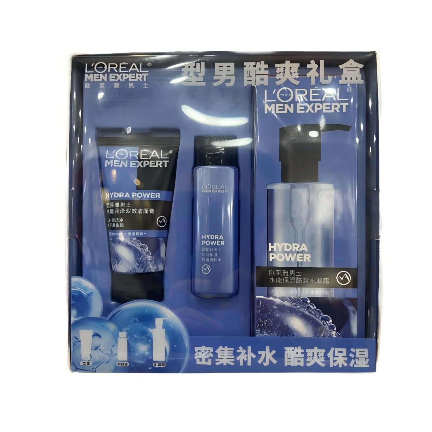 L'OREAL PARIS 欧莱雅型男酷爽礼盒(洁面50ml+爽肤水50ml+水凝露120ml) 63.26元