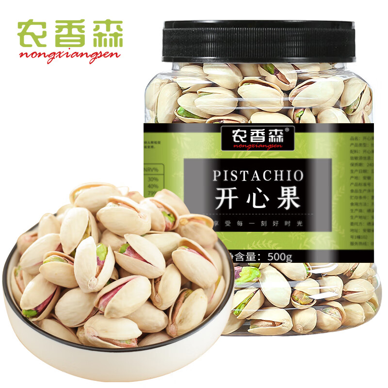 农香森 开心果原色无漂白罐装盐焗特大颗粒500g 1罐 37.46元（需买4件，需用