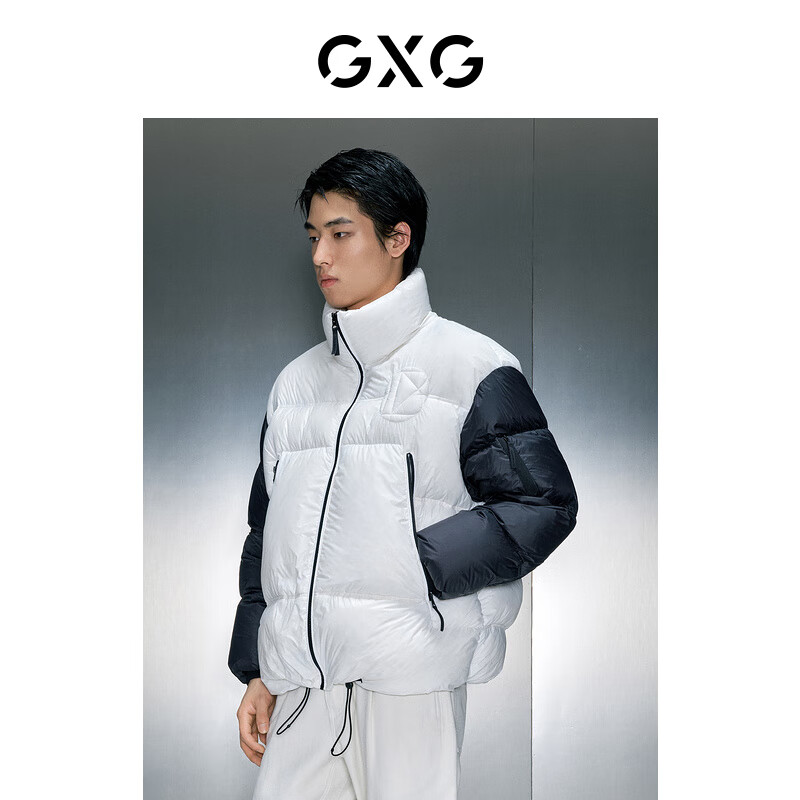 GXG 男装 黑白立领短款羽绒服 23年冬季GEX1D2526294 黑白色 229元（需用券）