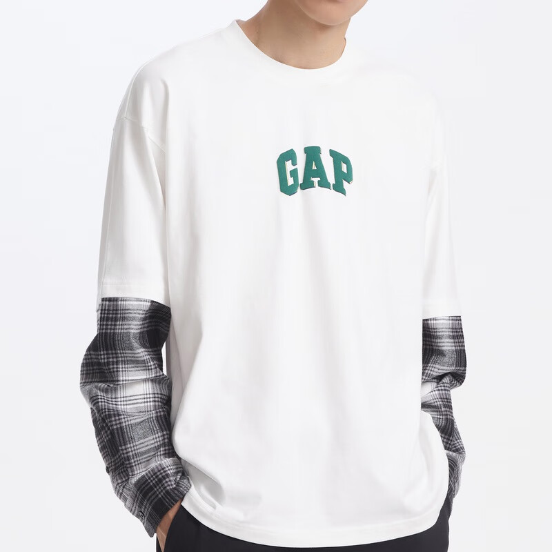 Gap 假两件长袖 白色 清仓好价！ 99.3元