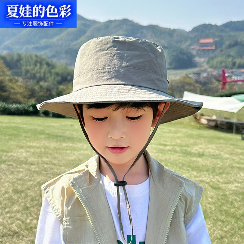 夏娃的色彩 儿童帽子夏季户外速干防水大帽檐 19.2元