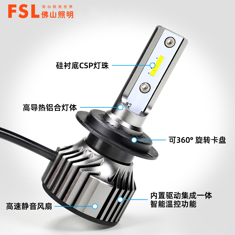 FSL 佛山照明 超炫LED汽车大灯前照灯超亮H7车灯近光灯远光灯小巧高亮聚光超