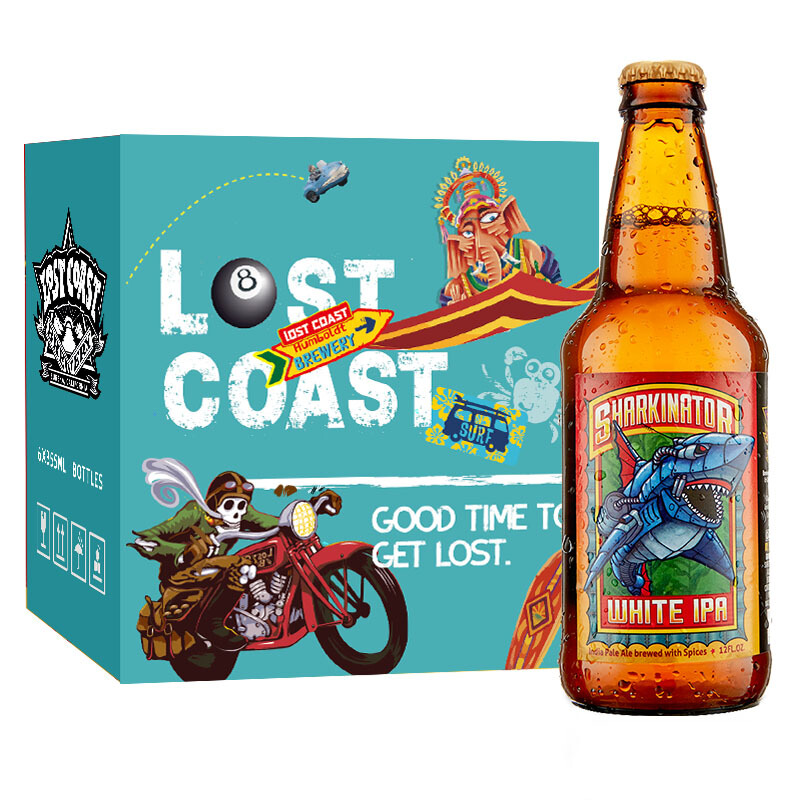 LOST COAST 迷失海岸 机械大鲨鱼双倍小麦IPA啤酒355ML*6瓶礼盒装 59.19元（需买2