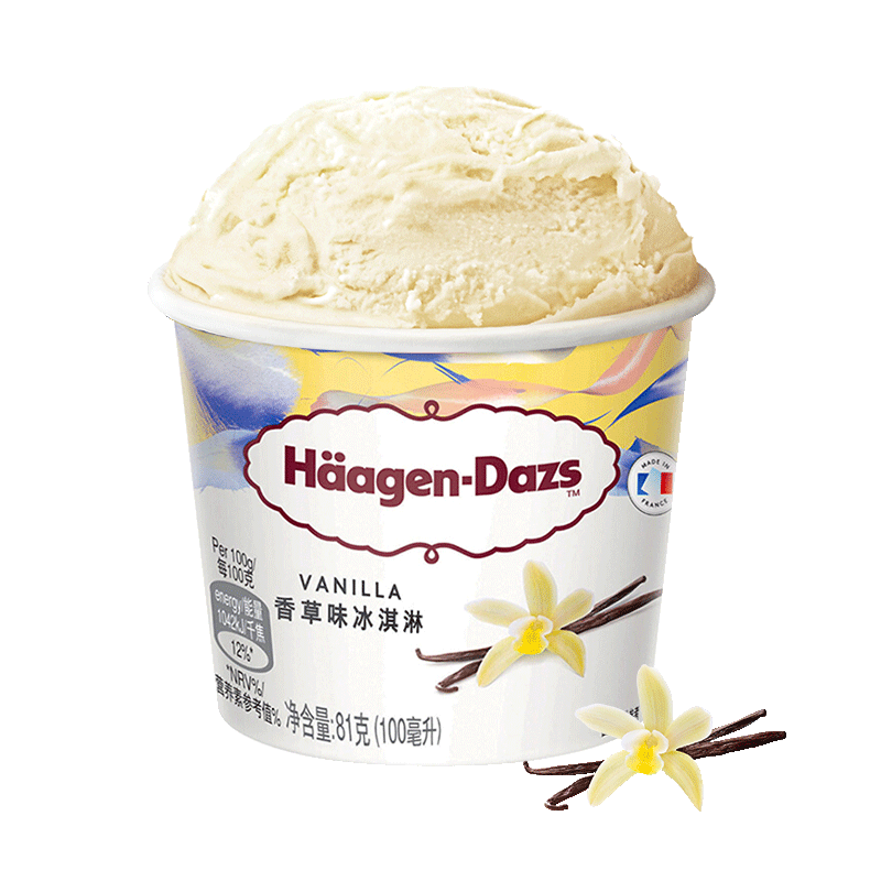 plus会员:哈根达斯（Haagen-Dazs）杨幂同款 经典香草口味冰淇淋 100ml/杯＊3件 69