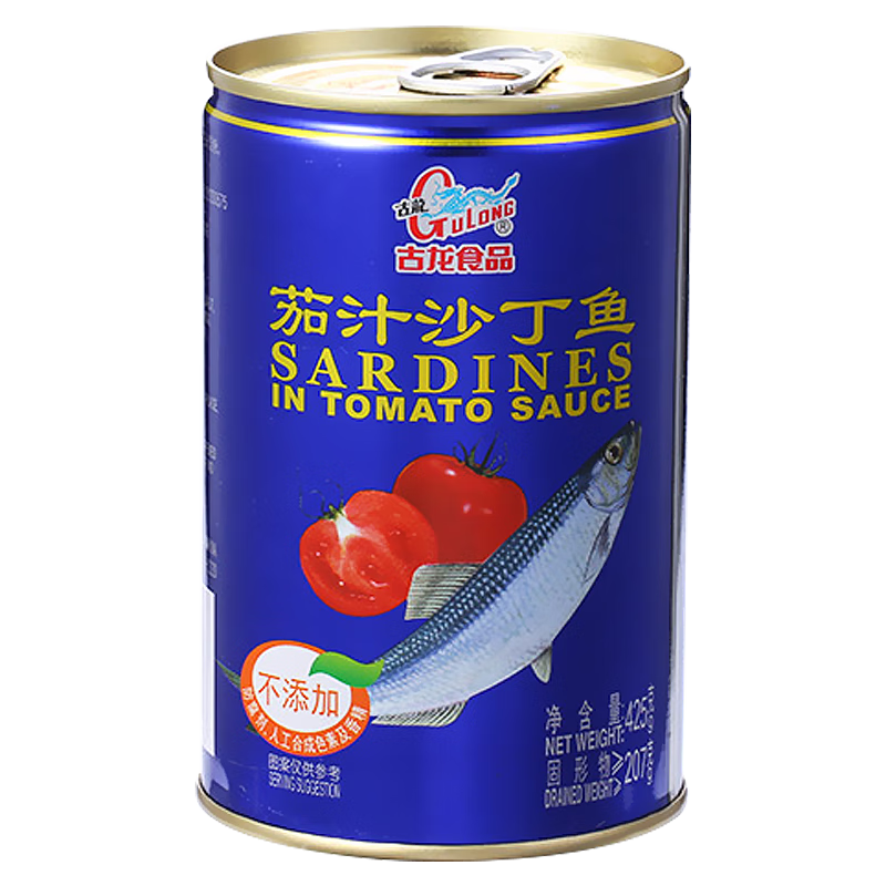 再降价、Plus会员:古龙鱼罐头茄汁沙丁鱼 425g 5.73元包邮