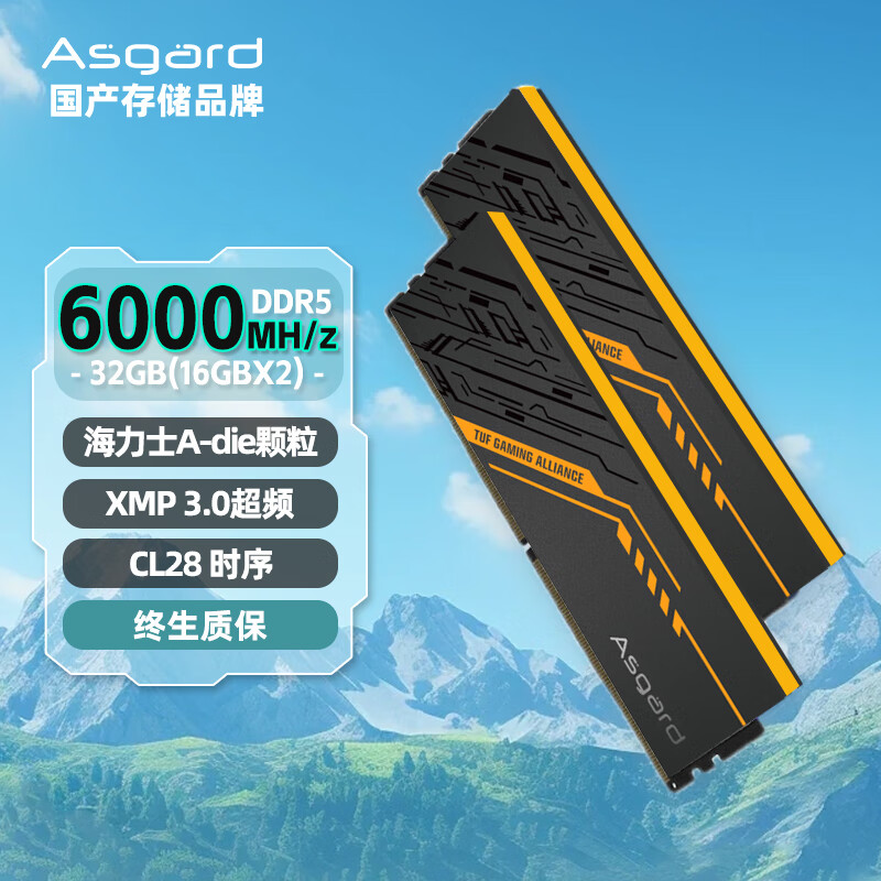 Asgard 阿斯加特 32GB(16Gx2)套装 DDR5 6000 台式机内存条 金伦加&TUF 海力士A-die颗