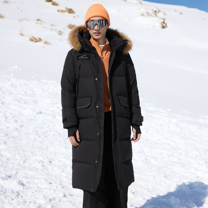 保暖服饰、88VIP：雪中飞 男女同款 90%绒三防貉子毛长款过膝羽绒服 X40140716X-