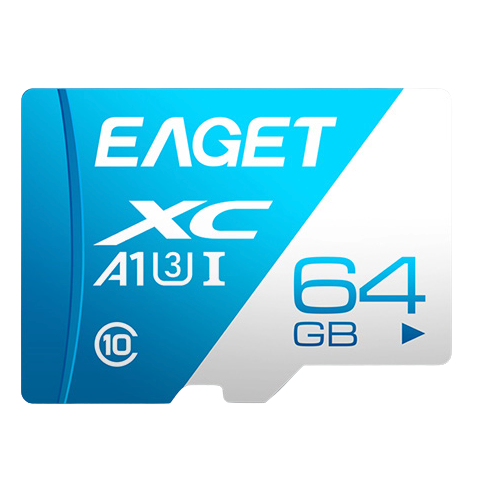有券的上、PLUS会员：EAGET 忆捷 T1 蓝白卡 Micro-SD存储卡 64GB（UHS-I、V30、U3、A1