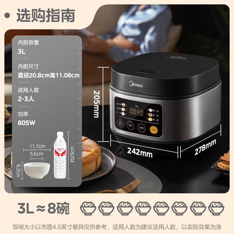 Midea 美的 FB30Q1-406K 微压电饭煲 3L 102.72元（需用券）