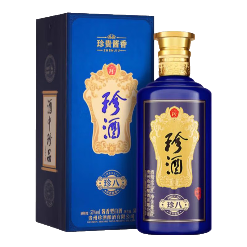 珍酒珍八 酱香型白酒 53度 500ml 单瓶装 197.3元