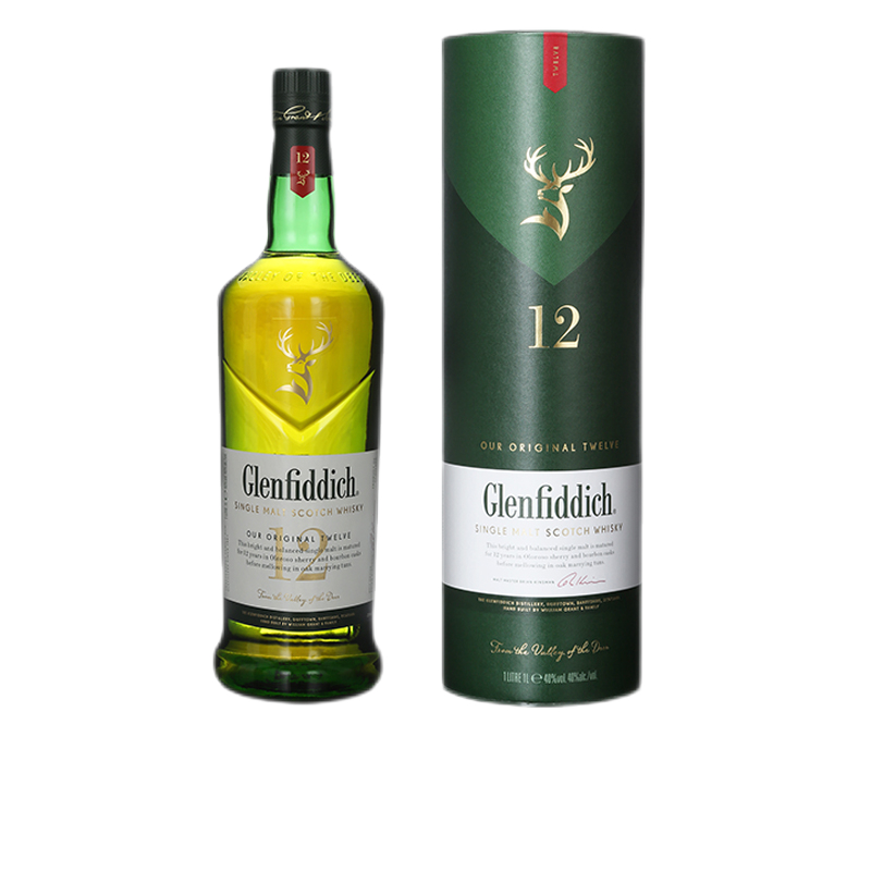 京东PLUS：Glenfiddich 格兰菲迪 12年 单一麦芽 苏格兰威士忌 40﹪vol 1000ml 单瓶
