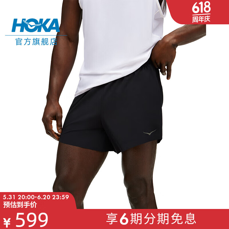 HOKA ONE ONE OKA ONE ONE新款男士夏季5英寸短裤跑步运动透气舒适干爽黑色 黑色 L