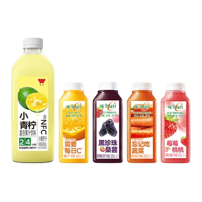 味全 每日C果蔬汁 300ml*9瓶+青柠果汁饮料900ml*1瓶 59.90元包邮