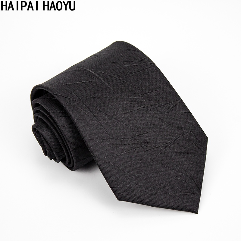HAIPAIHAOYU 领带纯色商务黑色提花箭头8cm宽礼盒装 MC10黑色 39元