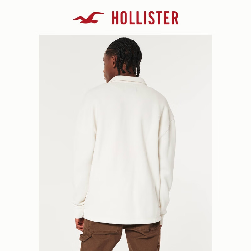 HOLLISTER 美式POLO抓绒工装风运动衫卫衣 男装女装 330707-1 乳白色 L 369元