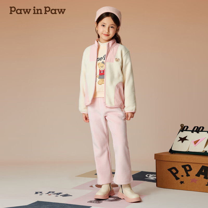 Paw in Paw PawinPaw卡通小熊童装2024年秋冬男女童摇粒绒外套 休闲保暖 Ivory象牙