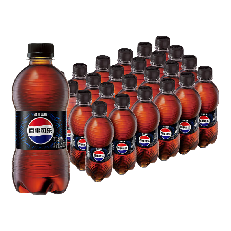 plus会员、需首购、需弹券、再降价:百事可乐 无糖 Pepsi 300ml*24瓶 饮料整箱 