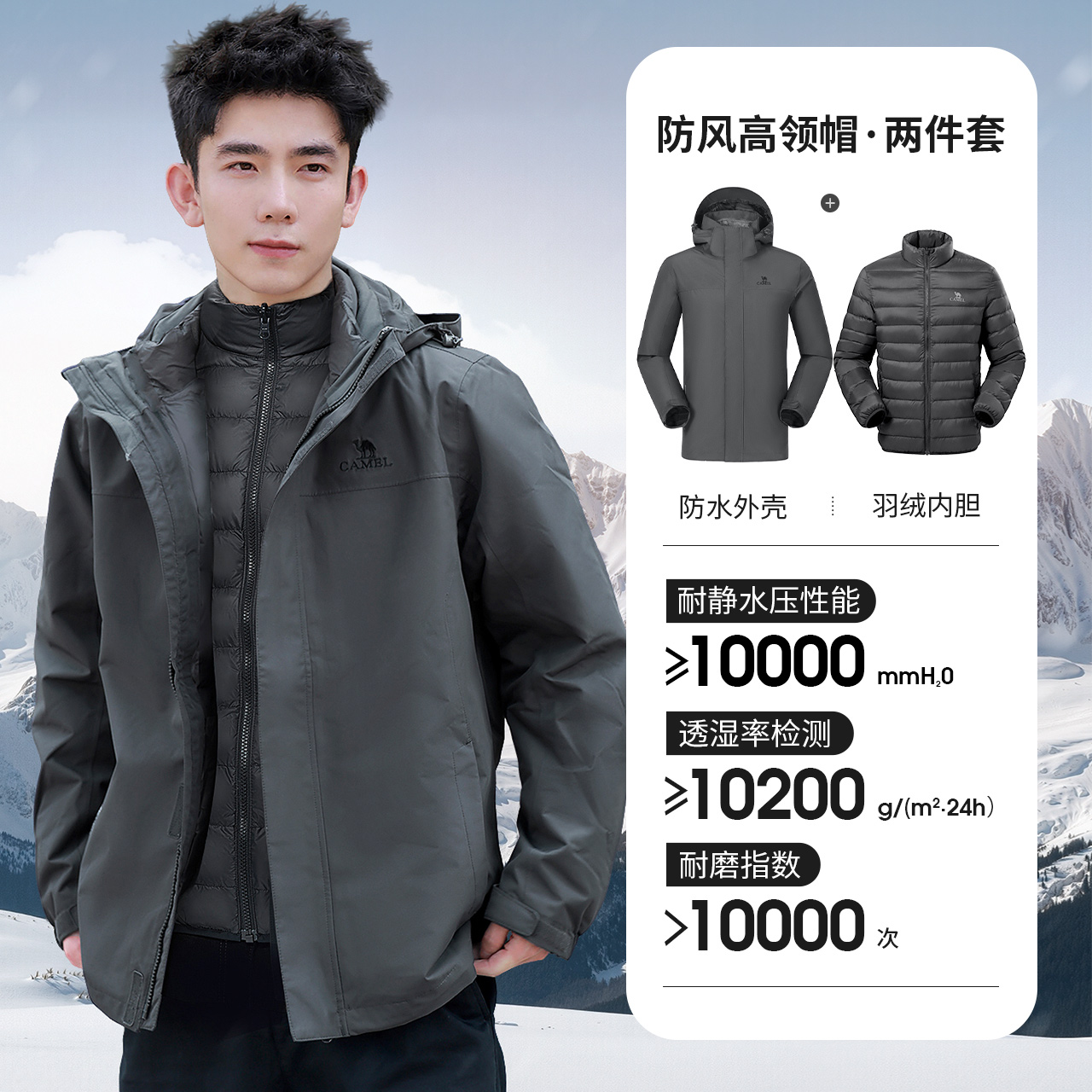 88VIP：骆驼 城市户外 A1W218124 男女款冲锋衣 576.06元（需用券）