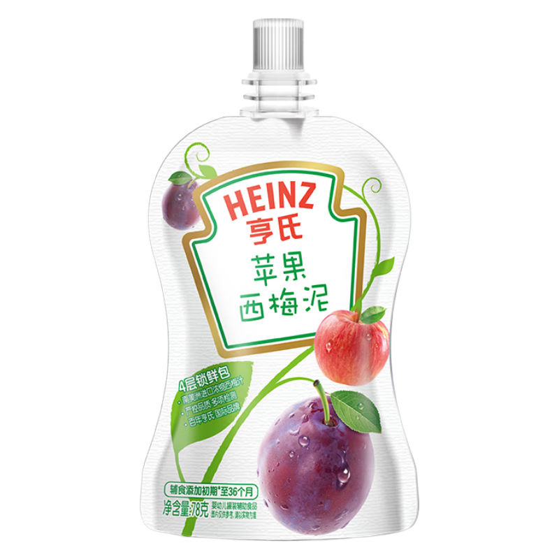 亨氏（Heinz）超金苹果西梅泥 78g*9袋 28.5元包邮（多重优惠）